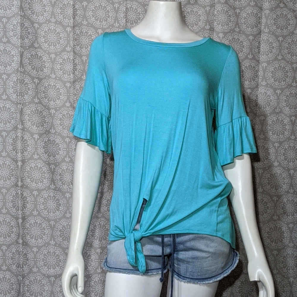 Knotted teal blouse EUC
